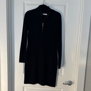 Elegant Navy blue Zipper Dress